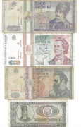 Rumunia, zestaw 4 banknotów 25, 500, 1000 i 5000 lei