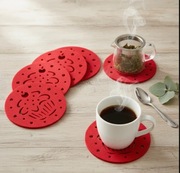 Podkładki filcowe pod kubek czerwone 12 szt Jumi pod gorące napoje