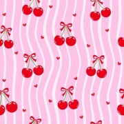 Dzianina jersey bawełna z elastanem wiśnie fale 0,5mb