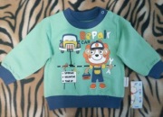 Nowa bluzka bluza chłopięca zielona auto miś 80