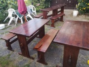 Solidna drewniana ława barowa ogrodowa stolik drew