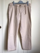 Tom Tailor beżowe spodnie len bawełna M 38 wiązane z kieszeniami