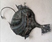 Panel ścienny, metaliczny. Steampunk Fish.