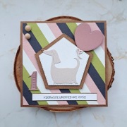 Kartka na roczek dla dziewczynki z pieskiem, ręcznie robiona