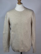 Sweter Cubus XL beżowy unisex wełna bawełna klasyczny round neck