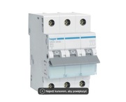 Wyłącznik nadprądowy 3P B63 bezpiecznik 3-fazowy 63A Hager - MBN363E