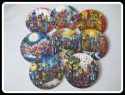 Bajkowe miasteczko nowe podstawki pod kubki 8 sztuk