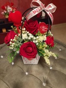 Box prezentowi ,z róż welurowych, walentynki, na prezent, dzień kobiet