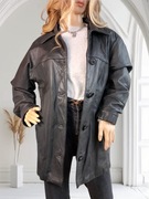 czarna kurtka skórzana damska M skóra klasyczna vintage płaszcz 