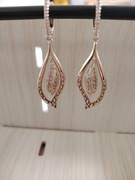 Kolczyki złote, długie duże liście wiszące 