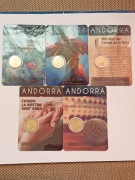 Andora 2 Euro Okolicznościowe 2016, 2018X2, 2019, 2021r.  5 szt, UNC.
