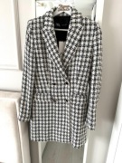Zara marynarka płaszcz old money czarna jesień kratka pepitka 36 S