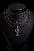Gotycki Naszyjnik / Kamienie naturalne / Blood Red / Goth Stainless Steel