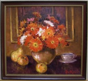 CYNIE I OWOCE wg A. Karpińskiego olej płótno 43x46cm stara rama