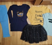 146 H&M spodnie+ bluzka COOL CLUB +tunika+ spódniczka + bluzka