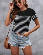 Czarna koszulka w paski L