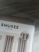 2x zasłony beżowe aksamitne welurowe na kółkach przelotkach Smukee  