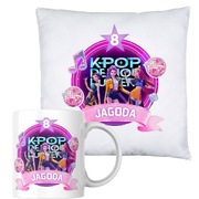 ZESTAW Kubek + Poduszka HUNTRIX K-POP urodziny twoje imię personalizowany 