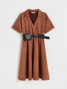 Reserved sukienka brązowa szmizjerka z paskiem XS