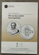 Folder- Ogłoszenia do srebrnej monety 50 zł 500 rocznica ur ANNY JAGIELLONK
