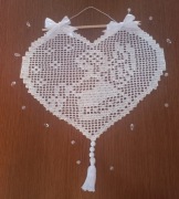 Jajko Wielkanocne Ozdoba Rękodzieło metoda Filet Króliczki Białe 28 cm