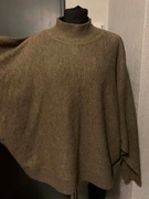 H&M sweter tunika oversize półgolf kimono nietoperz duży brązowy melanż