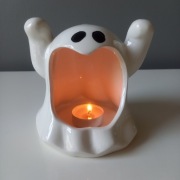 ŚWIECZNIK LAMPION DUSZEK BIAŁY HALLOWEEN OZDOBA