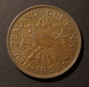 NOWA ZELANDIA Jerzy VI One Penny 1 Pens 1951 r. ptak