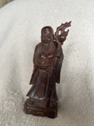 Chiński Mistrz - Rzezba Drewno Figurka Chiny Daleki Wschód Vintage