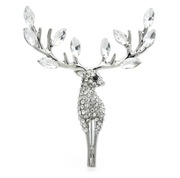 Wyprzedaż Piękna srebrna broszka z cyrkoniami Renifer na prezent Mikołajki