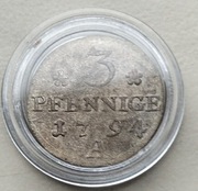 Niemcy 3 Fennig 1794 r Berlin rzadka 