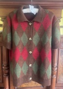 ZARA Sweterek żakardowy kardigan rozpinany w romby