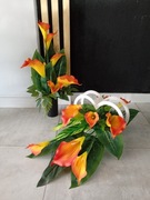 kompozycja nagrobna z bukietem  - komplet z kalii