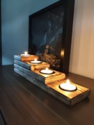 Świecznik drewniany, opalany