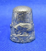 Naparstek Kolekcjonerski Cynowo - Ołowiany Pewter  - Rodzina Borsuków 