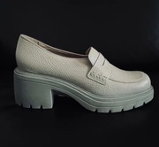 Retro szare stylowe Mokasyny na platformie Ryłko skóra