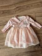 Disney Primark sukienka prążek tiul pudrowy róż 68