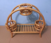 Kwietnik ratanowy Stojak na kwiaty z półką naturalny rattan VINTAGE 