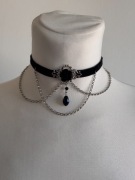 Choker czarny z łańcuszkami gotycki elegancki