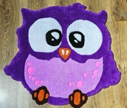 Ręcznie tuftowany dywanik SOWA do pokoju dziecka 67 x 70 cm, fioletowy