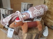 koc i zabawka pluszowa dla psa