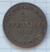 0152 Niemcy Meklemburgia-Schwerin 2 fenigi 1872 piękna 