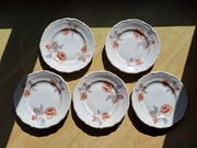 Talerz 1szt sygnowany Wałbrzych Tielsh kwiaty retro porcelana antyk