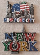 Magnesy metalowe na lodówkę 2szt. NEW YORK. Nowy Jork USA Stany Zjedn.(36)
