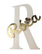 Litera+ imię, drewniana+złote lustro,ozdoba na ścianę,pokój ,50/30 ck 