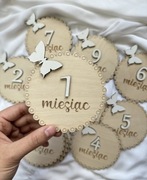 Drewniane tabliczki do zdjęć miesięcznych Zestaw 12 szt. Motylki Sklejka