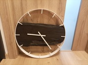 Zegar ścienny. Biały. Czarny dąb. 50cm.