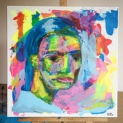 "Nieznajoma" kolorowy portret abstrakcyjny 