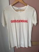 Biały T-shirt z wycięciem na plecach, Guess - M - nowy bez metki