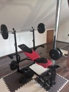 Ławka do cwiczen atlas zestaw Hop-Sport sztanga obciazenia